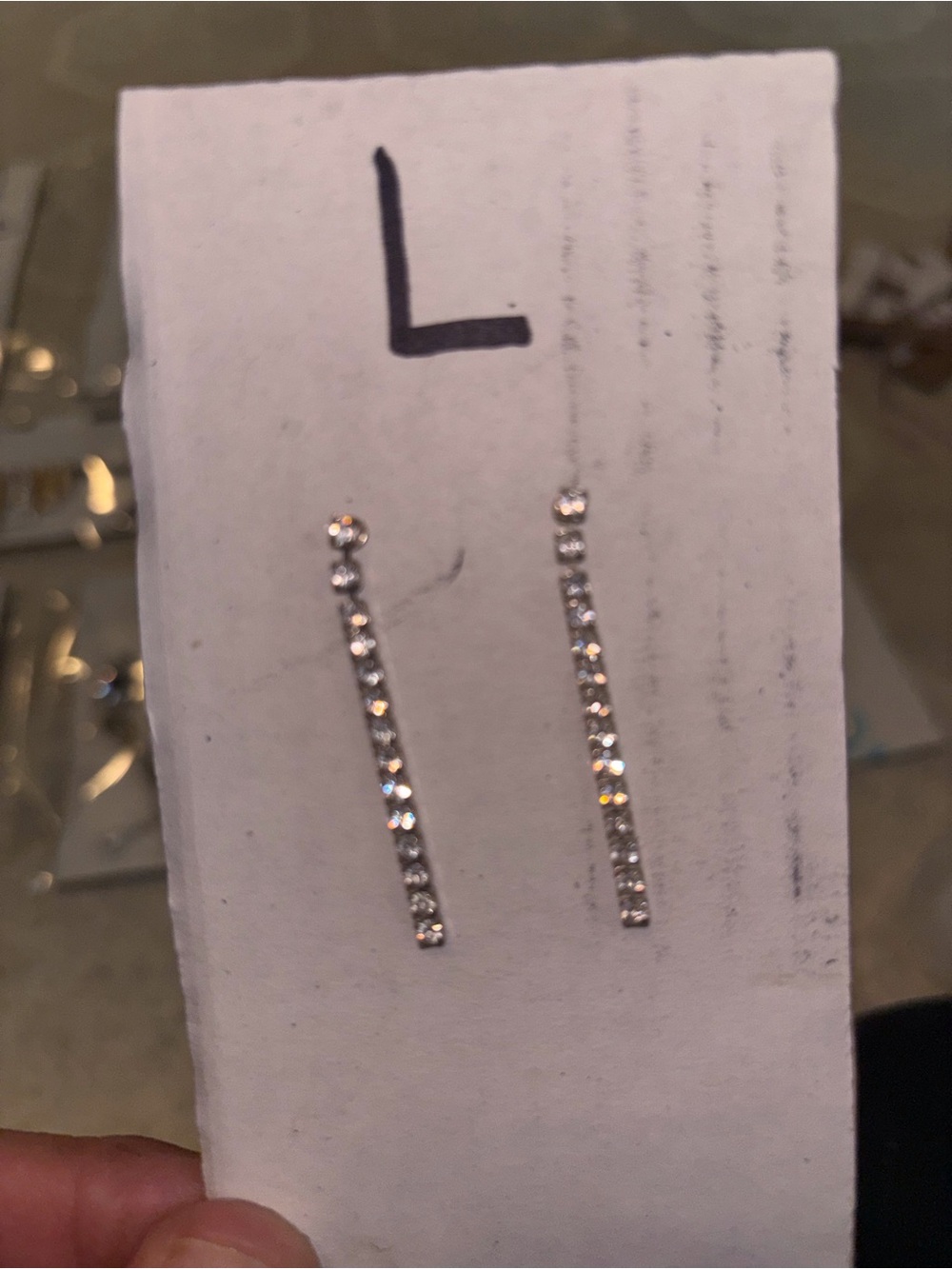Crystal Linear Drop Earrings in Silver Tone - Clear Sparkle